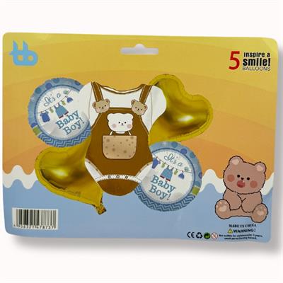 BABY BOY SHIRT FOIL BALLOON SET ( PACK OF 5 FOIL BALLOONS )