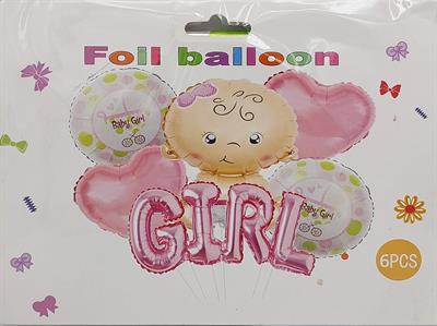 BABY GIRL BALLOON SET ( PACK OF 6 FOIL BALLOONS )