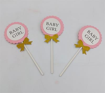 BABY GIRL CUPCAKE TOPPERS ( 3 PCS )