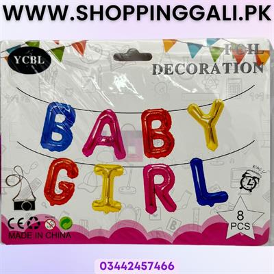 BABY GIRL WORD FOIL BALLOONS IN MULTICOLORS - BABY GIRL FOIL BALLOONS