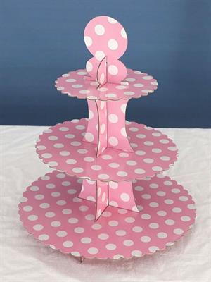 PINK POLKA DOT CUPCAKE STAND 3 TIERS CUPCAKE STAND FOR TABLE DECORATION