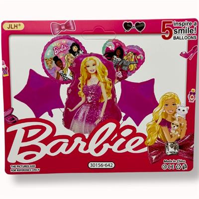 BARBIE FOIL BALLOON SET ( PACK OF 5 FOIL BALLOONS )