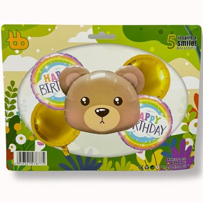 TEDDY BEAR FOIL BALLOON SET ( PACK OF 5 FOIL BALLOONS FOR BIRTHDAY PARTY BALLOONS DECORATION )