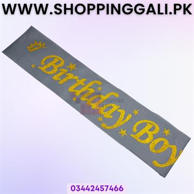 BIRTHDAY BOY SASH IN GREY GOLDEN COLOR FOR PARTY WEAR