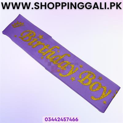 BIRTHDAY BOY SASH IN PURPLE GOLDEN COLOR FOR PARTY WEAR