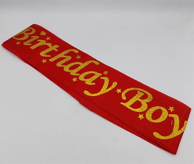 BIRTHDAY BOY SASH IN RED AND GOLDEN COLOR FOR PARTY WEAR