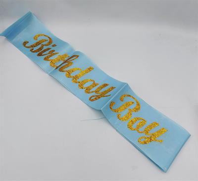 BIRTHDAY BOY SASH IN LIGHT BLUE AND GOLDEN COLOR FOR PARTY WEAR