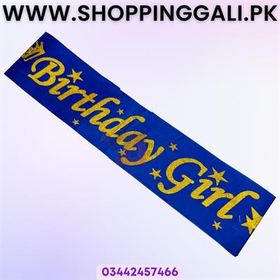 DARK BLUE AND GOLDEN COLOR BIRTHDAY GIRL SASH FOR PARTY WEAR