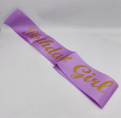 PURPLE AND GOLDEN COLOR BIRTHDAY GIRL SASH FOR PARTY WEAR