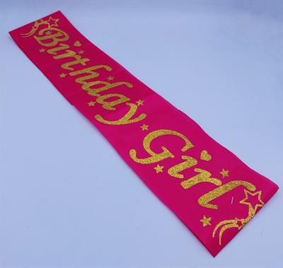 HOTPINK AND GOLDEN COLOR BIRTHDAY GIRL SASH FOR PARTY WEAR