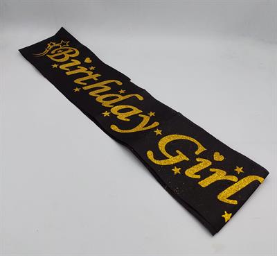 BLACK AND GOLDEN COLOR BIRTHDAY GIRL SASH FOR PARTY WEAR