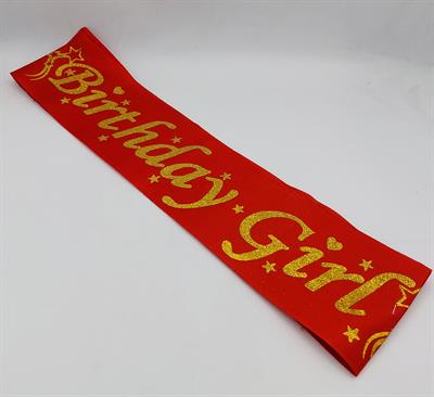 RED AND GOLDEN COLOR BIRTHDAY GIRL SASH FOR PARTY WEAR