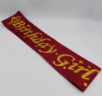 MAROON AND GOLDEN COLOR BIRTHDAY GIRL SASH FOR PARTY WEAR