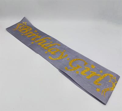 GREY AND GOLDEN COLOR BIRTHDAY GIRL SASH FOR PARTY WEAR