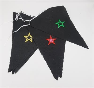 BLACK COLOR WITH MULTI STARS FABRIC MATERIAL FLAGS BANNER FOR PARTY DECORATION ( PACK OF 10 BUNTINGS )