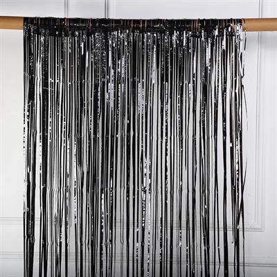 BLACK COLOR FOIL FRINGE CURTAINS FOR STUNNING PARTY WALL DECORATION