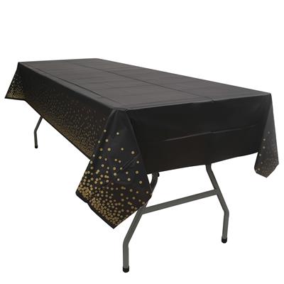 BLACK GOLDEN POLKA DOT TABLE COVER FOR TABLE DECORATION ( 137 CM X 183 CM )