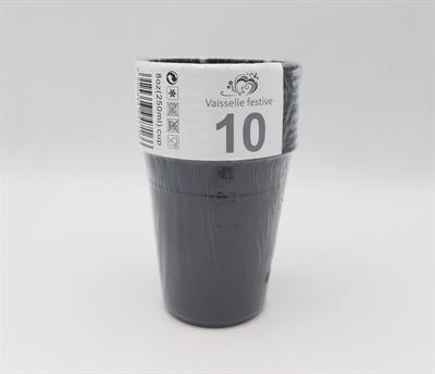 BLACK COLOR PLASTIC PARTY CUPS 250 ML CUPS ( PACK OF 10 CUPS )