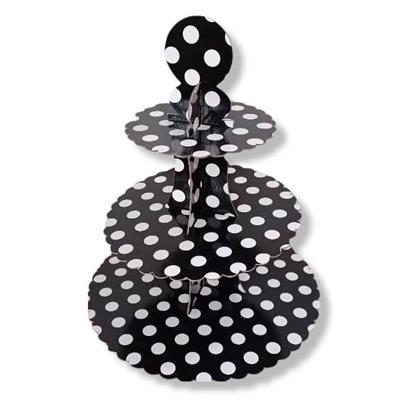 BLACK POLKA DOT CUPCAKE STAND 3 TIERS CUPCAKE STAND FOR TABLE DECORATION