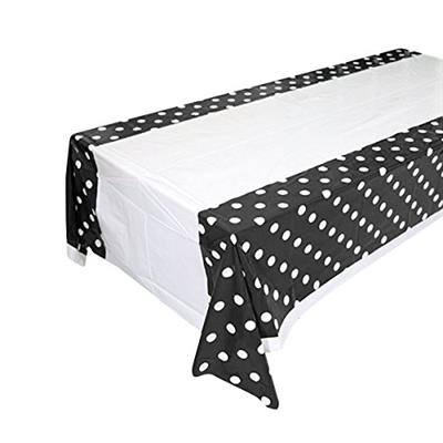 BLACK POLKA DOT TABLE COVER FOR TABLE DECORATION ( 108 CM X 180 CM )