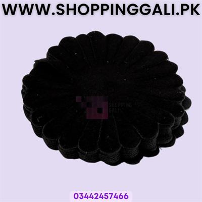 Black Velvet Scalloped Flower Appliques - 2.5 Inch - Pack of 16