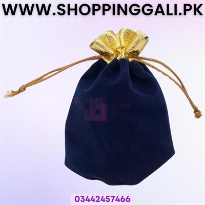 BLUE GOLDEN VELVET NIKKAH BIDH POUCH - VELVET BIDH POUCH - 50 PCS - NIKKAH DECORATION ITEMS