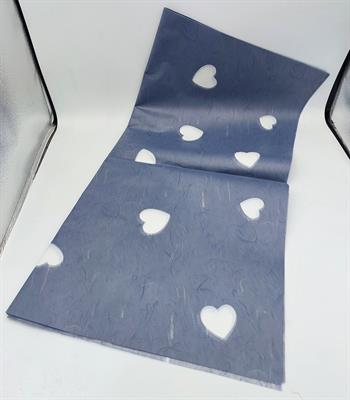 BLUE SHEET WITH HEART DESIGN BOUQUET SHEET PACK OF 20 SHEETS ( 22.5 INCH X 22.5 INCH )