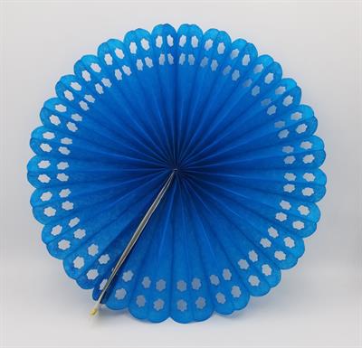 BLUE COLOR PAPER FAN PERFECT FOR PARTY DECORATION ( 13 INCH SIZE )