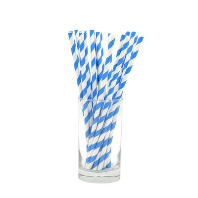 LIGHT BLUE WHITE SPIRALS DESIGN PARTY DECORATION PAPER STRAWS ( PACK OF 25 PAPER STRAWS )