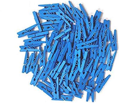 WOODEN SMALL CLIPS PACK OF 50 CLIPS IN BLUE COLOR ( 1 INCH CLIP SIZE )