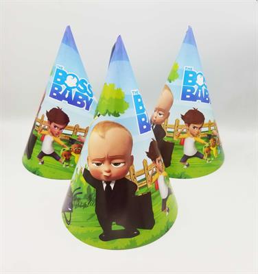 BOSS BABY BIRTHDAY PARTY CAPS IN GREEN COLORS ( PACK OF 10 BIRTHDAY CAPS )