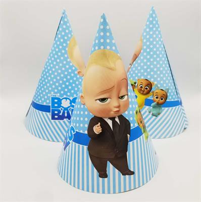 BOSS BABY BIRTHDAY PARTY CAPS IN BLUE COLOR ( PACK OF 10 BIRTHDAY CAPS )