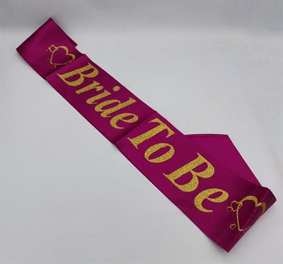 BRIDE TO BE SASH IN DARK PURPLE AND GOLDEN BRIDAL SHOWER PARTY WEAR SASH