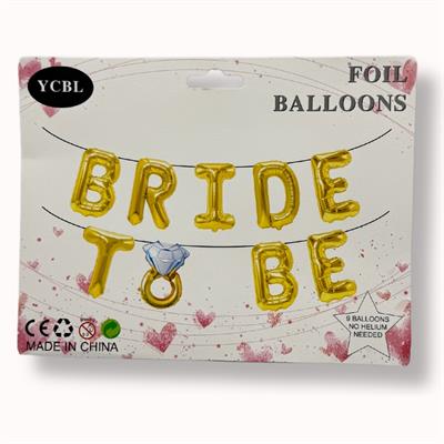 BRIDE TO BE FOIL BALLOON IN GOLDEN COLOR WITH DIAMOND RING FOIL BALLOON