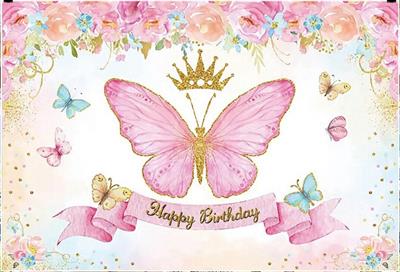 BUTTERFLY BIRTHDAY PARTY BANNER ( 36 INCHES X 24 INCHES )