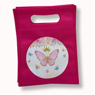 BUTTERFLY FABRIC MATERIAL GOODY BAGS ( PACK OF 10 GIFT BAGS )