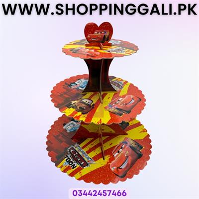 CARS CUPCAKE STAND IN RED FOR TABLE DECORATION ( 3 TIERS CUPCAKE STAND )