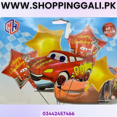 CARS THEME FOIL BALLOON SET IN GOLDEN STARS - PACK OF 5 FOIL BALLOONS - CARS FOIL BALLOONS