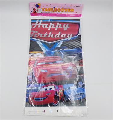 CARS TABLE COVER IN RED COLOR FOR TABLE DECORATION ( 108 CM X 180 CM )