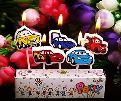 CARS THEME CAKE DECORATION CANDLES SET IN MULTICOLORS