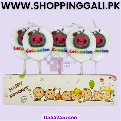 Cocomelon Candles - Cake Decoration Candles - Multi Colors - Unisex Theme - Pack Of 5 Candles