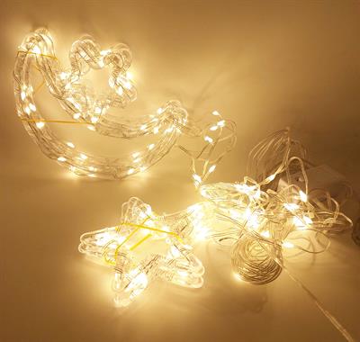 CRESCENT STAR FAIRY LIGHT - 5 CRESCENT 5 STARS ELECTRIC FAIRY LIGHT WARM COLOR ROOM LIGHT