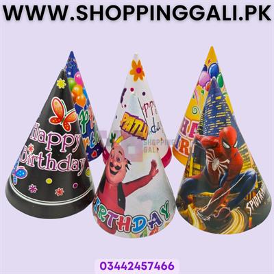 Different Characters Birthday Caps - Medium Size Birthday Caps - Birthday Party Caps - Multi Colors - Pack Of 10 Caps