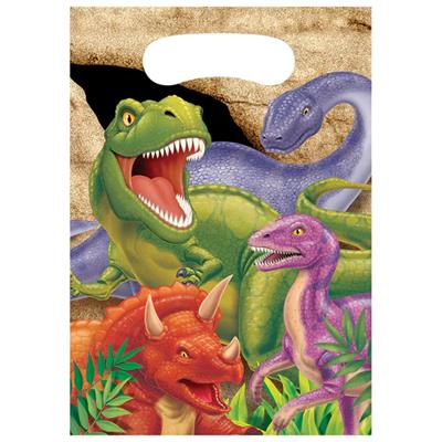 DINOSAUR GOODY BAGS IN MULTICOLORS ( PACK OF 10 GOODY BAGS )