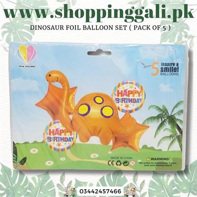 DINOSAUR FOIL BALLOON SET ( PACK OF 5 FOIL BALLOONS )