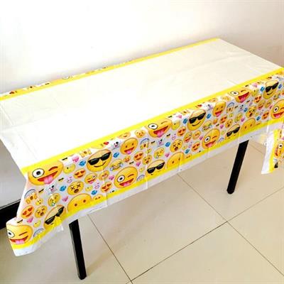 EMOJI TABLE COVER IN YELLOW COLOR FOR TABLE DECORATION ( 108 CM X 180 CM )