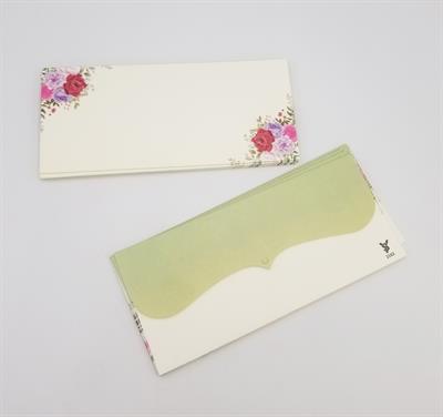 BEAUTIFULLY FLOWER PRINTED ENVELOPES IN CREAM GREEN COMBINATION ( PACK OF 10 ENVELOPES )