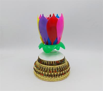 MULTICOLORS MUSICAL ROTATING FLOWER CANDLE FOR CAKE DECORATION