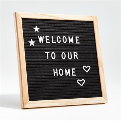 12 INCH SQUARE SHAPE WOODEN LETTER BOARD WITH CHANGEABLE LETTER SET WOODEN FELT BOARD WITH STAND JUTE POUCH AND SCISSORS