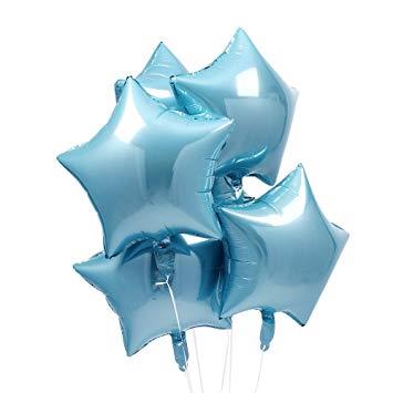 LIGHT BLUE STAR FOIL BALLOONS ( PACK OF 5 STARS FOIL BALLOON )